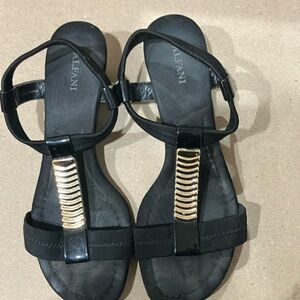 Black kitten wedge sandals